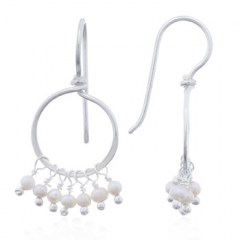 925 Silver Drop Earrings with Dangling Fresh Water Pearls by BeYindi 