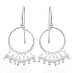 925 Silver Drop Earrings with Dangling Fresh Water Pearls by BeYindi