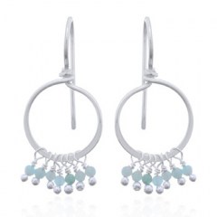 925 Silver Drop Earrings with Dangling Amazonite Beads by BeYindi