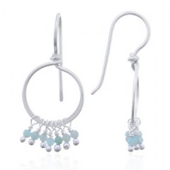 925 Silver Drop Earrings with Dangling Amazonite Beads by BeYindi 