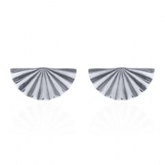 Oxidized Corrugated Fan Shaped 925 Silver Stud Earrings by BeYindi 