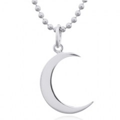 Plain Simple Crescent Moon 925 Silver Pendant by BeYindi