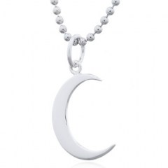 Plain Simple Crescent Moon 925 Silver Pendant by BeYindi 