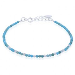 925 Sterling Silver Bracelet with Blue Apatite and Moonstone Beads by BeYindi 