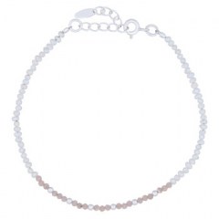 925 Sterling Silver Beaded Rhodonite and Freshwater Pearl Bracelet by BeYindi
