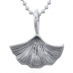 Fan Shape Leaf Pendant High Polish Sterling Silver by BeYindi
