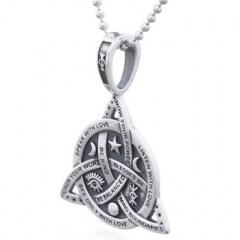 Sterling Silver Celtic Knot Triquetra Pendant with Inspirational Messages by BeYindi 