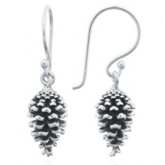 Christmas Pine Cone Dangle Earrings in 925 Silver by BeYindi 