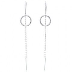 Circle Hoop Threader Earrings 925 Silver by BeYindi