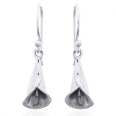 Calla Lily Flower High Polish Silver Dangle Earrings by BeYindi
