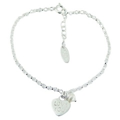 925 Silver Heart Charm Bracelet with Freshwater Pearl