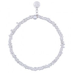 Sterling Silver Mixed-shape Beads Stretch Bracelet 