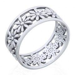 Sterling Silver Daisy Flower Ring Openwork Design by BeYindi