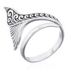 Attractive Wave Pattern Whale Tail Silver Ring by BeYindi