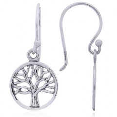 Small Tree of Life Dangle Earrings Casted Sterling Silver by BeYindi 