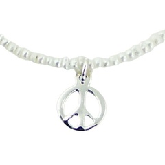 Freshwater Pearl Sterling Silver Peace Charm Bracelet 2