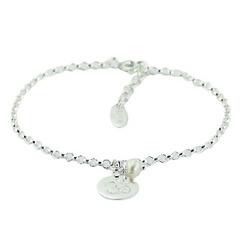 Sterling Silver OM Charm Bracelet with Freshwater Pearl 