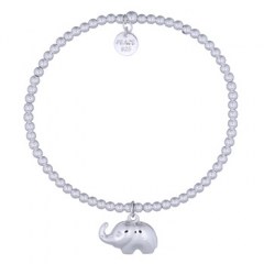 Elastic Silver Elephant Charm Bracelet by BeYindi 