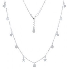 Silver Plated Star Discs 925 Chain Necklace