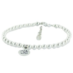 Swarovski Crystal Pearl Bracelet Silver Om Symbol Charm 