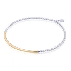 Yellow Gold Plated Stretch Bar Bracelet 
