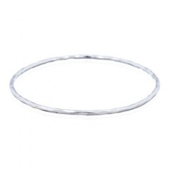 Sterling Silver Wire Bangles In Hammered Effect