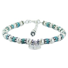 Freshwater Pearl Bracelet Turquoise Silver Beads Peace Charm 2