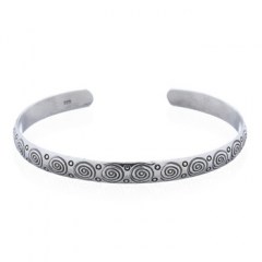 Spirals In A Line Of Sterling Convex Silver Bangles 