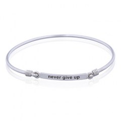 925 Silver Bangle Bracelet "Never Give Up"