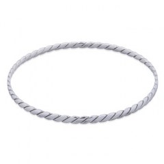 Flat Twisted 925 Silver Wire Bangle 