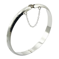 Convexed Delicate Ornament Plain Sterling Silver Bangle by BeYindi