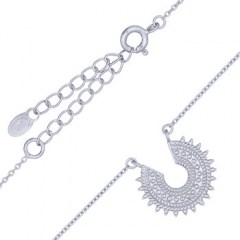 Rhodium Plated Balinese Round Curve 925 Necklace