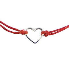 Open Silver Heart Macrame Bracelet with Sliding Knot 2