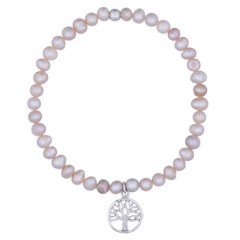4mm Freshwater Pearl Stretch Bracelet with Tree of Life Charm 3