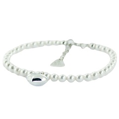 Swarovski Crystal Pearl Bracelet Polished Silver Heart Charm 2