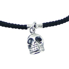 Macrame Bracelet with Casted Polished Silver Skull 2