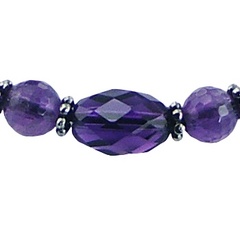 Glass, Amethyst and Sterling Silver Beads on Macrame Bracelet 2