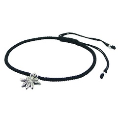 Macrame Bracelet with Sterling Silver Cannabis Leaf Charm 