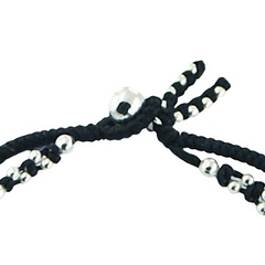 Sterling Silver Flower Charm and Beads on Double Macrame Bracelet 3