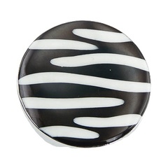 Zebra pattern black shell silver ring 