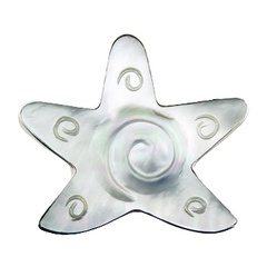 Star shaped mother of pearl silver ring 