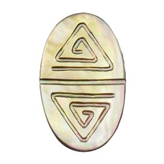 Oval engraved rainbow shell silver ring 