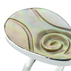 Oval rainbow shell silver ring 3