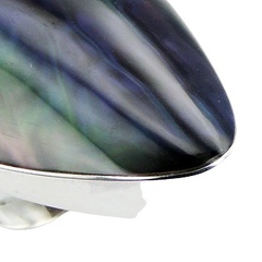 Large abalone shell silver ring 2