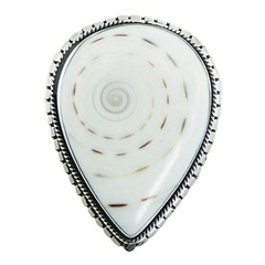 White conch shell hand soldered ring 2