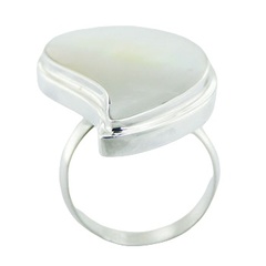 Iridescent white mother of pearl silver ring 
