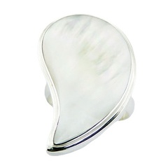 Iridescent white mother of pearl silver ring 2