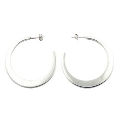 Stylish tapered beveled polished sterling silver hoops earrings