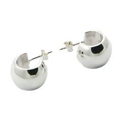 Beveled bands silver earrings 