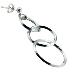 Interlocked triple rings silver earrings 2